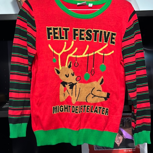 Sweaters - Christmas sweater reindeer- felt festive might delete later